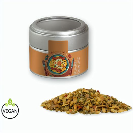 Gewürzmischung Rühreigewürz, ca. 60g, Metalldose Mini mit Sichtfenster silber (Bild 1)