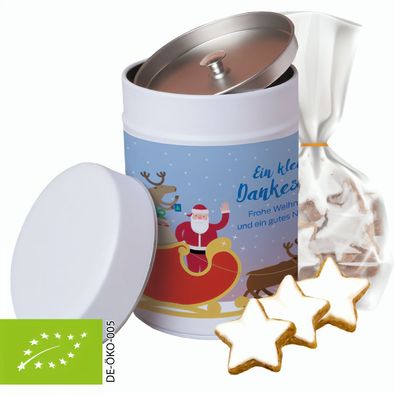 Bio Zimtsterne, ca. 100g, Beutel in Metalldose Maxi