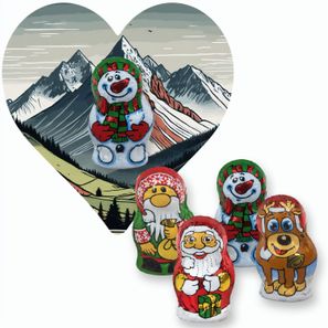 Schoko-Weihnachts Mix, ca. 7g, Flyer Mini Herzform