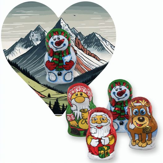 Produktabbildung Schoko-Weihnachts Mix, ca. 7g, Flyer Mini Herzform Schoko-Weihnachts Mix, ca. 7g, Flyer Mini Herzform (Bild 1)