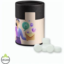 Pfefferminz Drops zuckerfrei, ca. 80g, Kraftpapierdose Midi schwarz