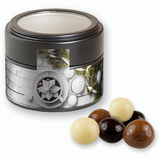 Knusperkugeln-Mix, ca. 45g, Metalldose Mini mit Sichtfenster schwarz (Bild 1)