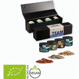 verschiedene Gewürzmischungen Bio und nicht Bio (Kategorie 3), ca. 100-300g, Geschenk-Set Premium schwarz mit Magnetverschluss und 4 Kraftpapierdosen Mini