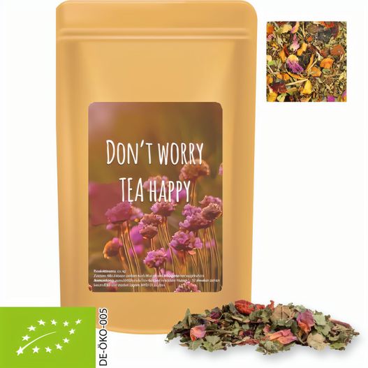 Produktabbildung Bio Kräutertee Glücksgefühle, ca. 35g, Standbeutel Midi Bio Kräutertee Glücksgefühle, ca. 35g, Standbeutel Midi (Bild 1)