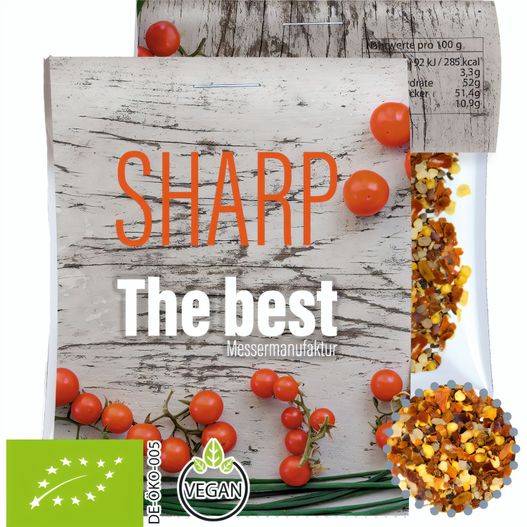 Bio Gewürzmischung Feuer und Flamme, ca. 10g, Express Gewürz Midi-Tüte mit Werbereiter (Bild 1)