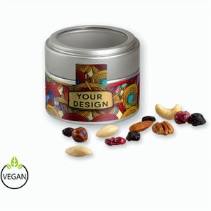 Premium Studentenfutter, ca. 60g, Metalldose Mini mit Sichtfenster silber