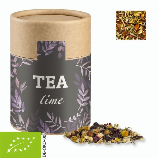 Produktabbildung Bio Kräutertee Vierjahreszeiten, ca. 25g, Kraftpapierdose Midi Bio Kräutertee Vierjahreszeiten, ca. 25g, Kraftpapierdose Midi (Bild 1)