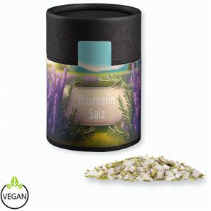 Gewürzmischung Rosmarin-Salz, ca. 90g, Kraftpapierdose Midi schwarz