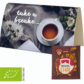 Bio Beuteltee Oriental Chai, ca. 1,8g, Werbekarte A6 gefaltet