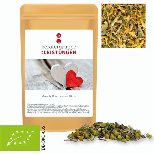 Produktabbildung Bio Kräutertee Kräuterfantasie, ca. 12g, Standbeutel Mini Bio Kräutertee Kräuterfantasie, ca. 12g, Standbeutel Mini (Bild 1)