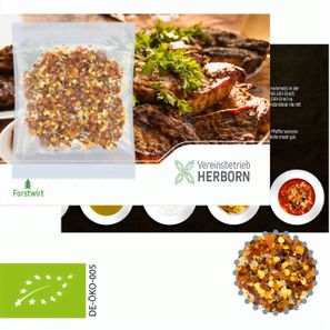 Bio Gewürzmischung Feuer und Flamme, ca. 10g, Werbekarte A6