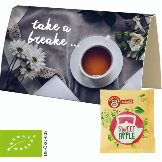 Produktabbildung Bio Beuteltee Sweet Apple, ca. 2,5g, Werbekarte A6 gefaltet Bio Beuteltee Sweet Apple, ca. 2,5g, Werbekarte A6 gefaltet (Bild 1)
