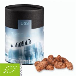 Bio Feuergebrannte Mandeln, ca. 80g, Kraftpapierdose Midi schwarz