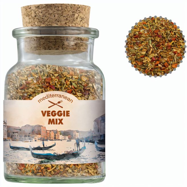 Gewürzmischung Mediterraner Veggie Mix, ca. 50g, Korkenglas