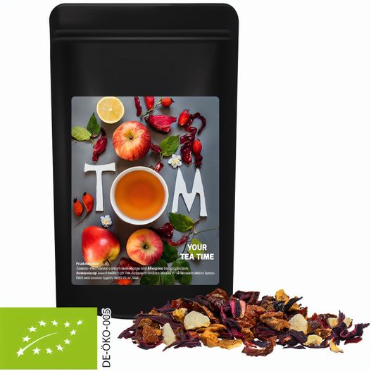 Produktabbildung Bio Früchtetee gute Laune, ca. 50g, Standbeutel Midi schwarz Bio Früchtetee gute Laune, ca. 50g, Standbeutel Midi schwarz (Bild 1)