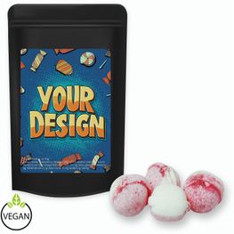Erdbeer-Joghurt Bonbons, ca. 80g, Standbeutel Midi schwarz