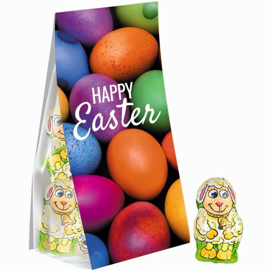 Schoko-Lamm, ca. 36g, Express Blockbodenbeutel mit Werbereiter (Bild 1)