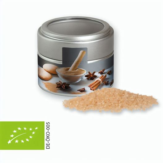 Bio Gewürzmischung Lebkuchen, ca. 70g, Metalldose Mini mit Sichtfenster silber (Bild 1)