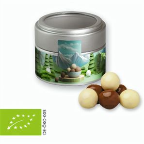 Bio Knusperkugeln-Mix, ca. 45g, Metalldose Mini mit Sichtfenster silber