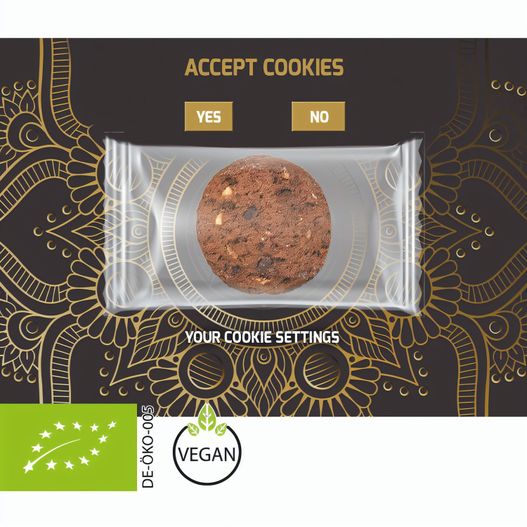 Produktabbildung Bio Cookie Schoko-Haselnuss, ca. 7g, Werbekarte Bio Cookie Schoko-Haselnuss, ca. 7g, Werbekarte (Bild 1)