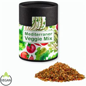 Gewürzmischung Mediterraner Veggie Mix, ca. 50g, Kraftpapierdose Midi schwarz