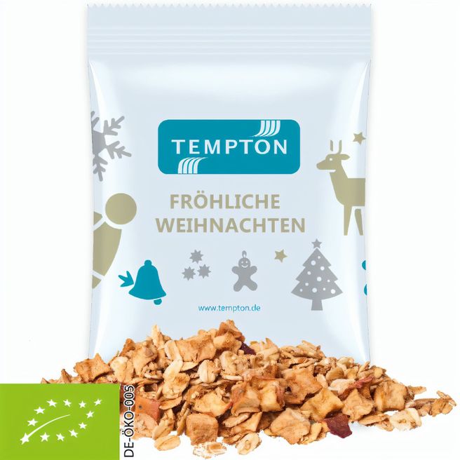 Produktabbildung Bio Crunchy Weihnachtsmüsli Apfel-Zimt, ca. 60g, Maxi-Tüte Bio Crunchy Weihnachtsmüsli Apfel-Zimt, ca. 60g, Maxi-Tüte