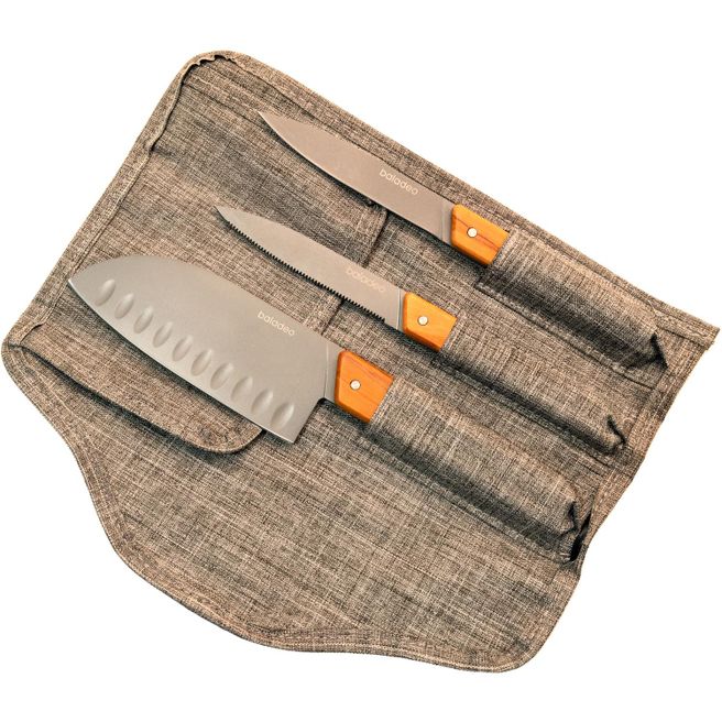 Set mit 3 Küchenmessern 'Stavanger', Olivenholz