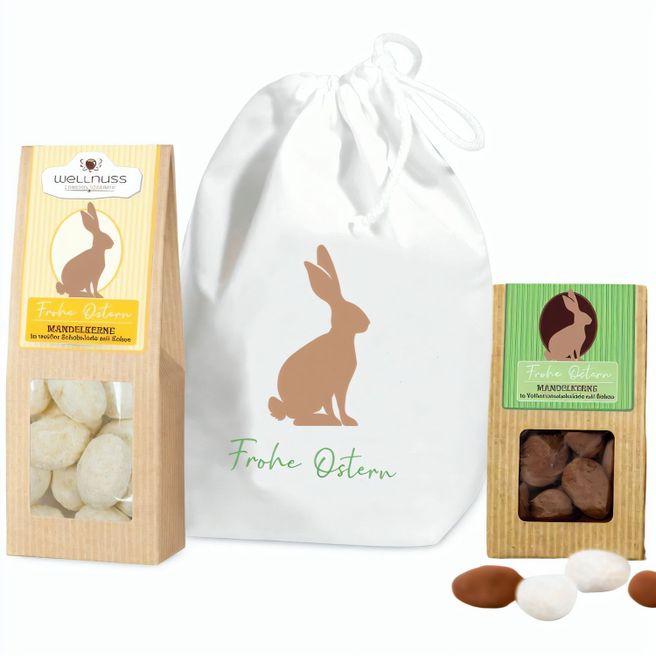 Produktabbildung 1 Faltschachteln und 1 Mini Faltschachtel im Baumwollsäckchen - Oster-Edition 1 Faltschachteln und 1 Mini Faltschachtel im Baumwollsäckchen - Oster-Edition