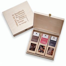 3 Faltschachteln in der Birkenholzbox - Weihnachts-Edition