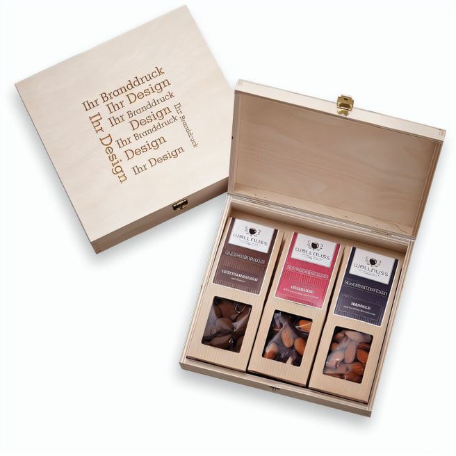 Produktabbildung 3 Faltschachteln in der Birkenholzbox - Weihnachts-Edition 3 Faltschachteln in der Birkenholzbox - Weihnachts-Edition