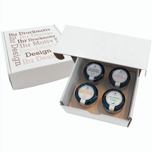 Geschenkkarton mit 4 Gourmet Gewürzen im Glas