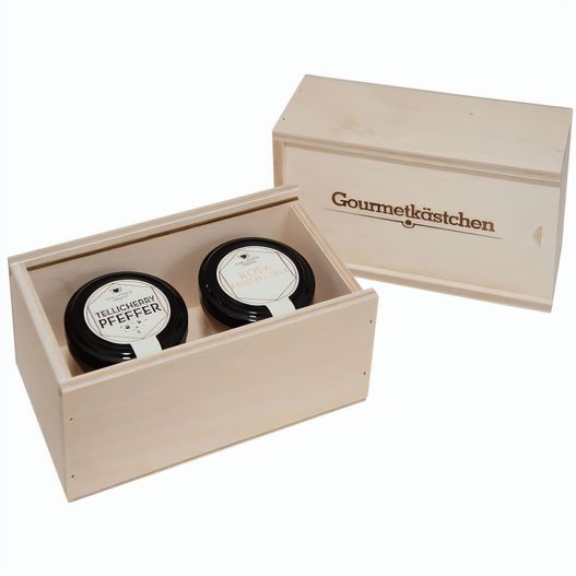 Produktabbildung Gourmetkästchen mit 2 Gourmet Gewürzen im Glas Gourmetkästchen mit 2 Gourmet Gewürzen im Glas (Bild 1)