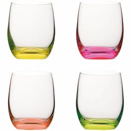 Vanilla Season HATTA mix 4er Set Bohemia Crystal Gläser, Neonfarben, farbig gemischt