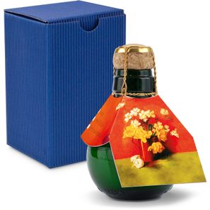 Origineller Sekt Blumengesteck - Karton Blau, 125 ml