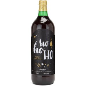 Glühwein - Flasche grün, 1 l - Motiv: HOHOHO