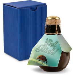 Origineller Sekt Viel Glück - Karton Blau, 125 ml