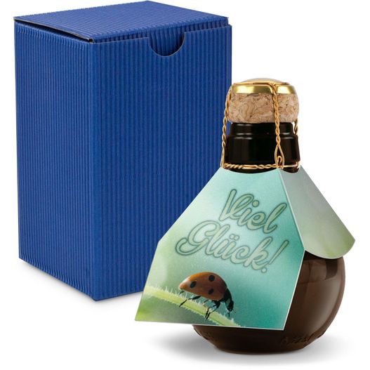 Origineller Sekt Viel Glück - Karton Blau, 125 ml (Bild 1)