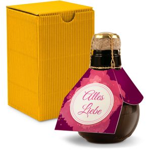 Origineller Sekt Alles Liebe - Karton Gelb, 125 ml