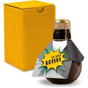Origineller Sekt Du bist Bombe- Karton Gelb, 125 ml