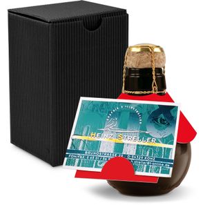 Origineller Sekt Visitenkarteneinschub - Karton Schwarz, 125 ml