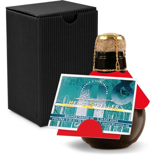 Origineller Sekt Visitenkarteneinschub - Karton Schwarz, 125 ml (Bild 1)