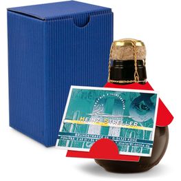 Origineller Sekt Visitenkarteneinschub - Karton Blau, 125 ml