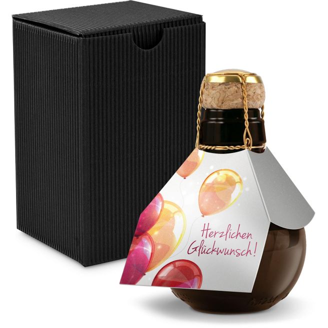 Origineller Sekt Herzlichen Glückwunsch - Karton Schwarz, 125 ml