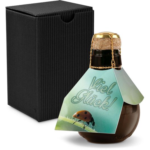 Produktabbildung Origineller Sekt Viel Glück - Karton Schwarz, 125 ml Origineller Sekt Viel Glück - Karton Schwarz, 125 ml (Bild 1)