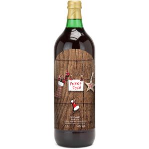 Glühwein - Flasche grün, 1 l - Motiv: Frohes Fest