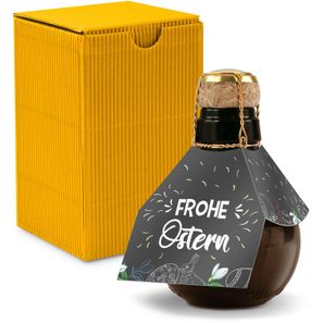 Origineller Sekt Frohe Ostern - Karton Gelb, 125 ml