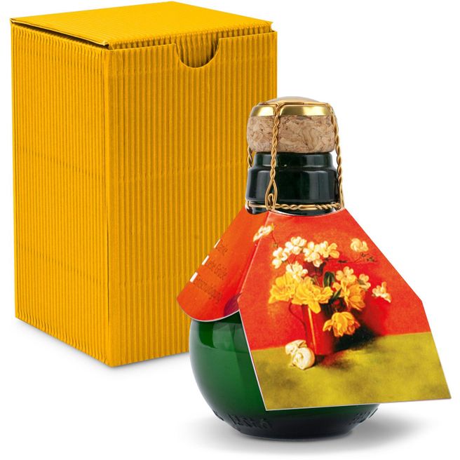 Origineller Sekt Blumengesteck - Karton Gelb, 125 ml