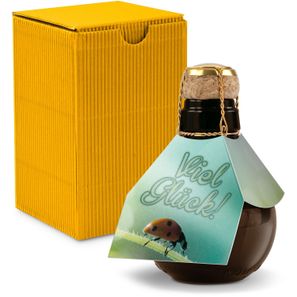 Origineller Sekt Viel Glück - Karton Gelb, 125 ml