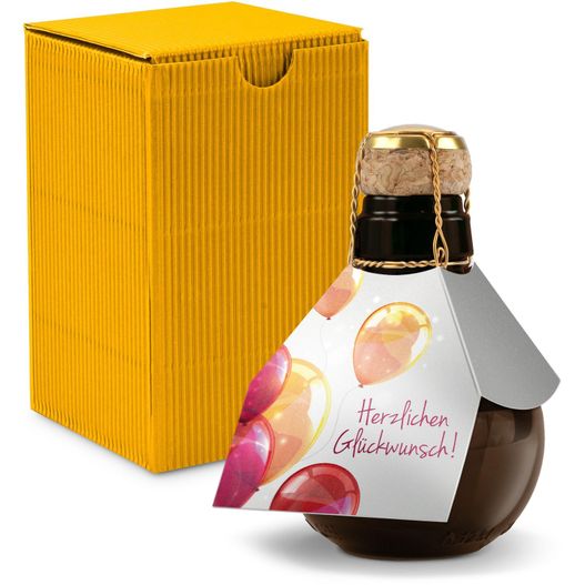 Produktabbildung Origineller Sekt Herzlichen Glückwunsch - Karton Gelb, 125 ml Origineller Sekt Herzlichen Glückwunsch - Karton Gelb, 125 ml (Bild 1)