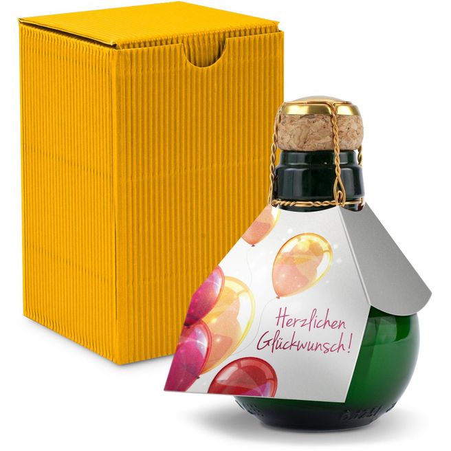 Origineller Sekt Herzlichen Glückwunsch - Karton Gelb, 125 ml